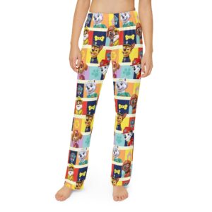 kids-lounge-pants-colorful-cartoon-puppy-all-over-print