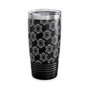 Ringneck Tumbler  20oz— Black Geometric Pattern Stainless Travel Cup