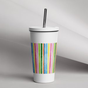 Insulated tumbler with a straw