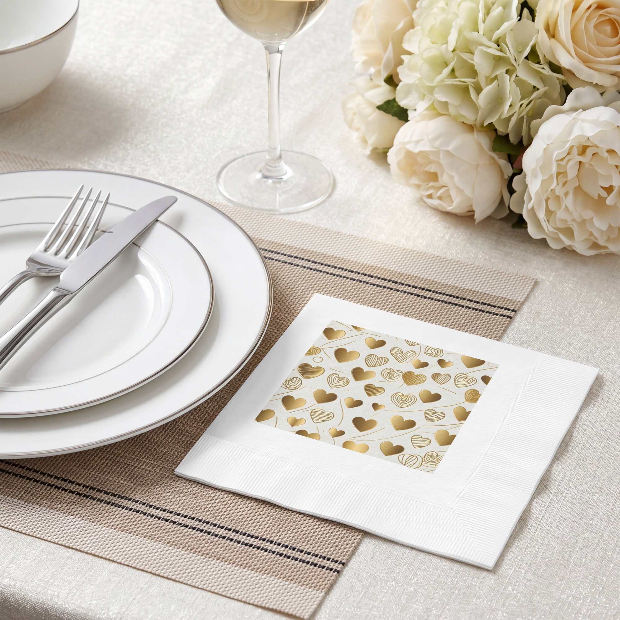 White coined napkins