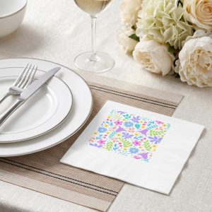 White coined napkins
