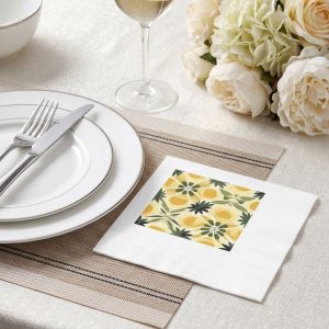 White coined napkins