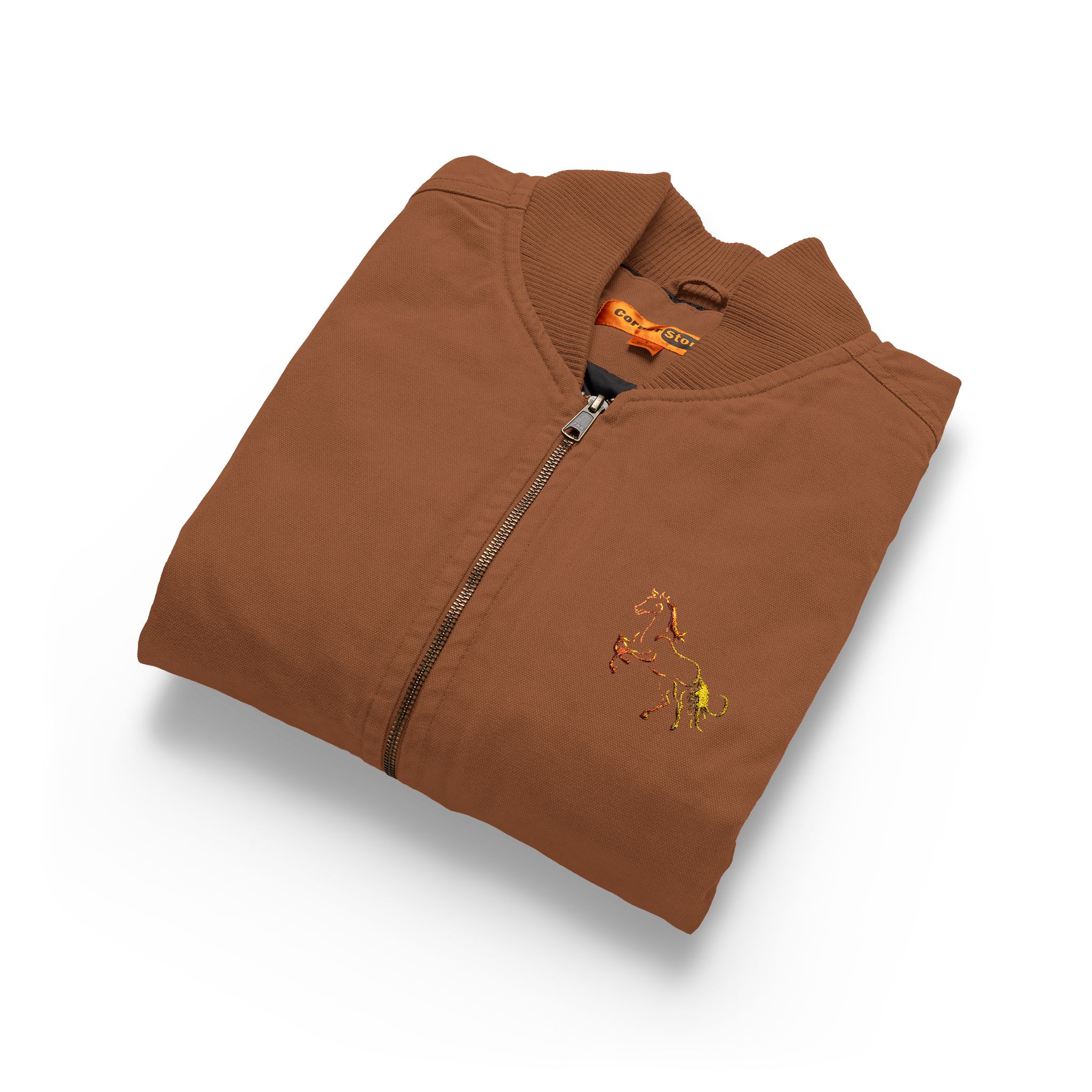 Embroidered Brown Duck Cloth Work Vest — Rustic Durable Utility Vest