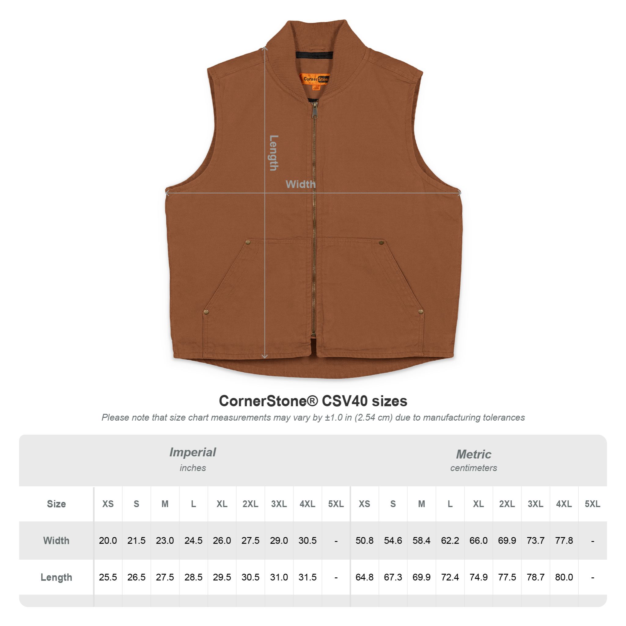 Embroidered Brown Duck Cloth Work Vest — Rustic Durable Utility Vest - Image 4